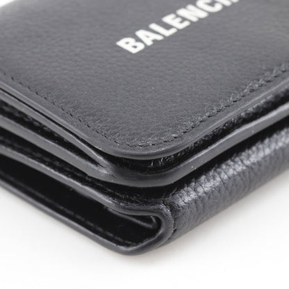 Balenciaga Cash Mini Leather Black Trifold Wallet — view 4