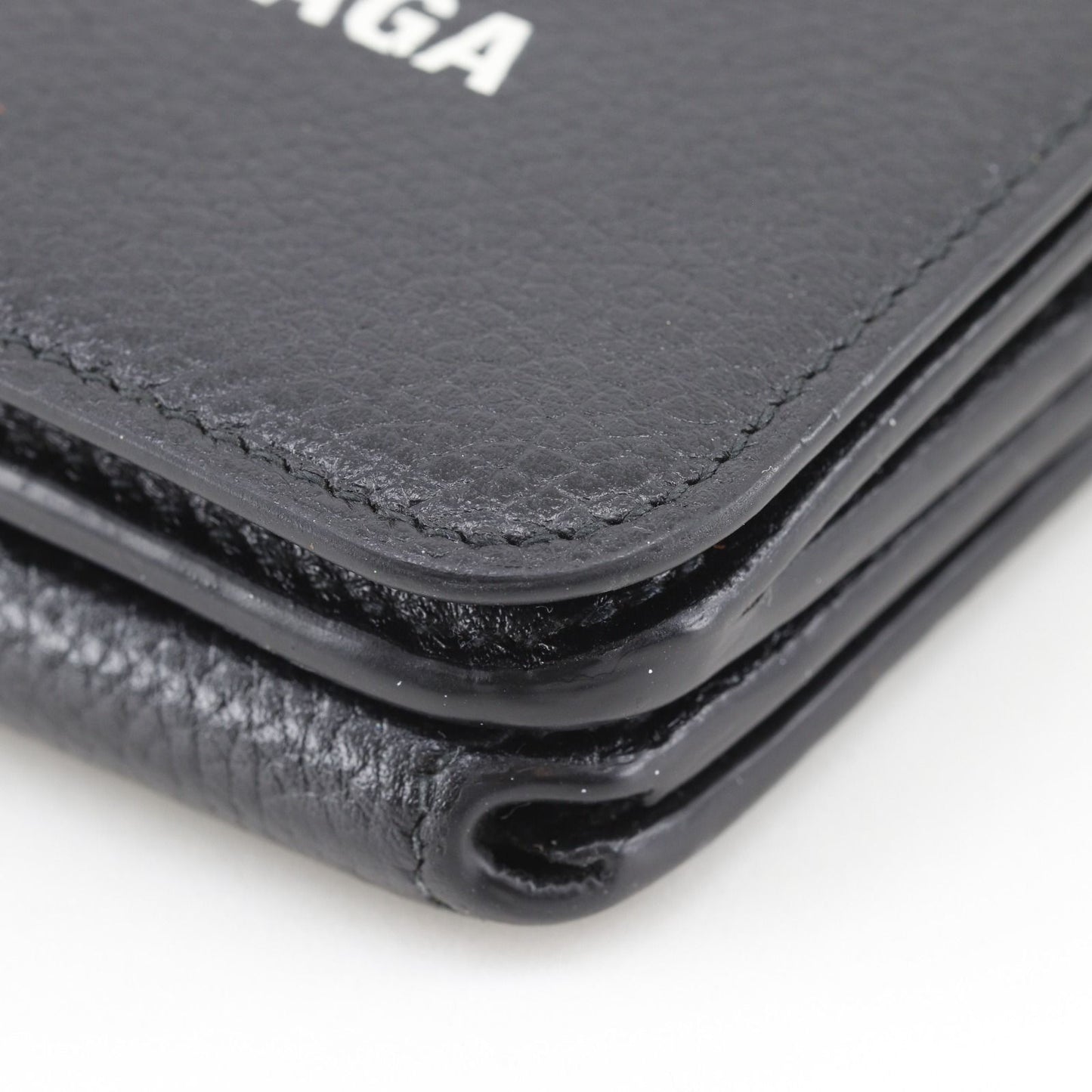 Balenciaga Cash Mini Leather Black Trifold Wallet — view 5