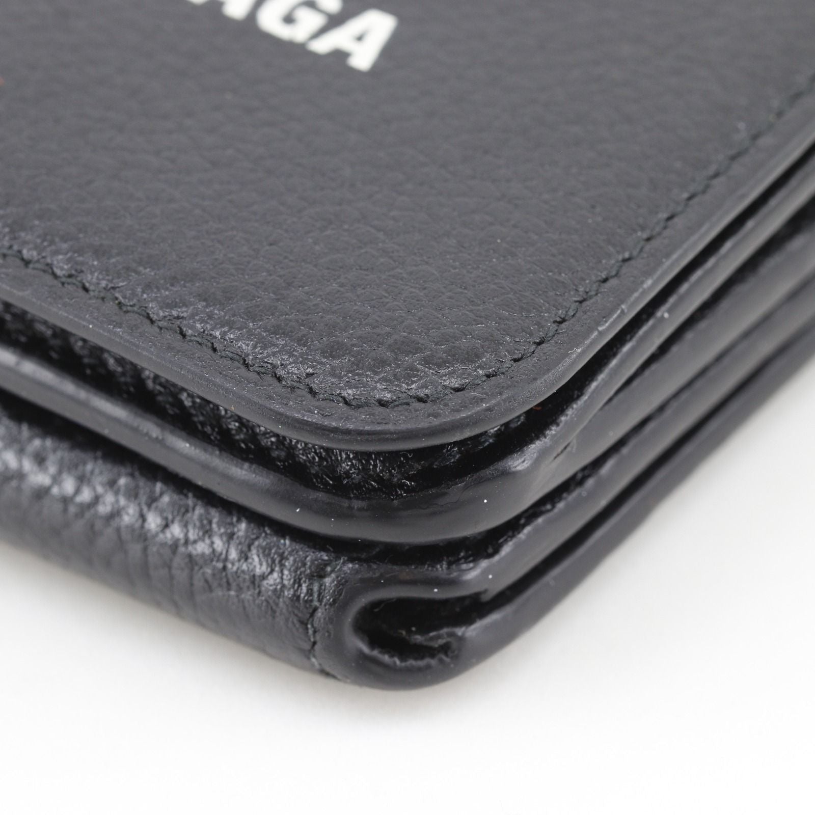 Balenciaga Cash Mini Leather Black Trifold Wallet — view 5