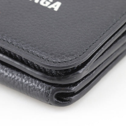 Balenciaga Cash Mini Leather Black Trifold Wallet — view 5