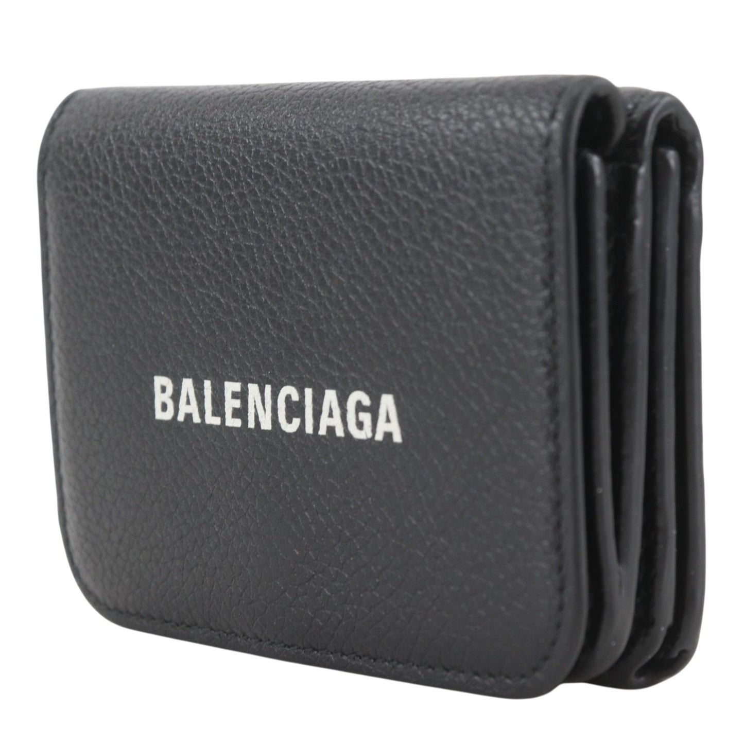 Balenciaga Cash Mini Leather Black Trifold Wallet — view 2