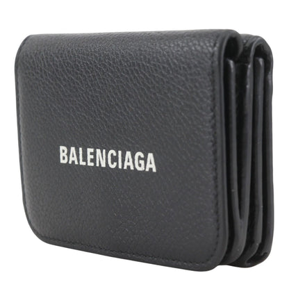 Balenciaga Cash Mini Leather Black Trifold Wallet — view 2