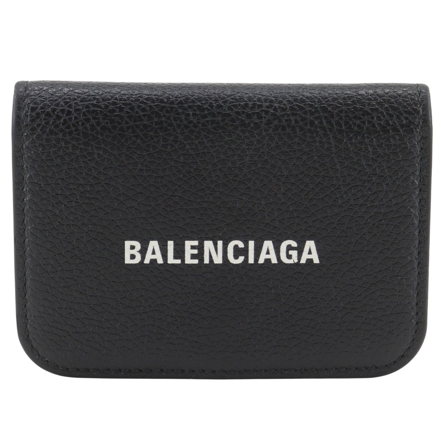 Balenciaga Cash Mini Leather Black Trifold Wallet