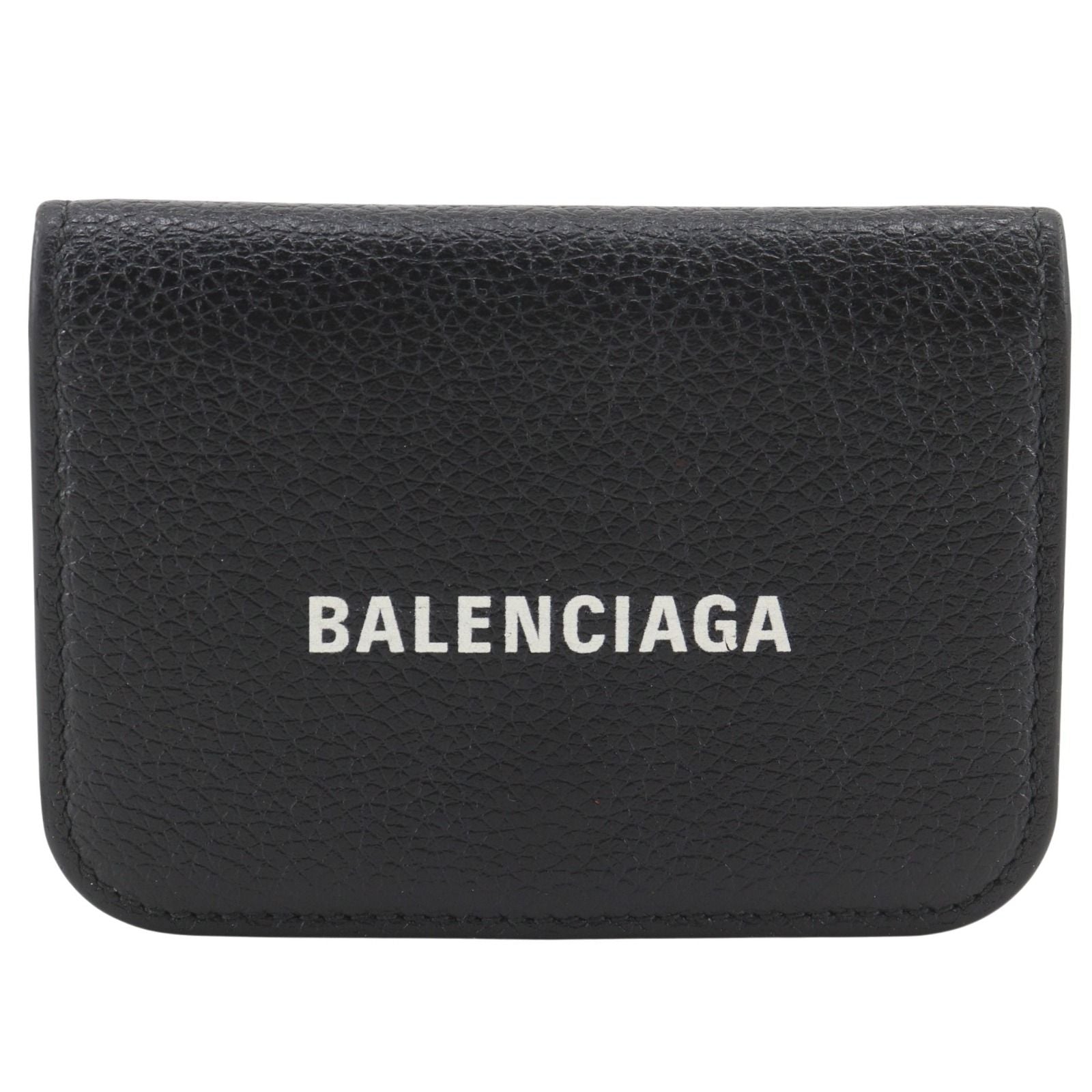 Balenciaga Cash Mini Leather Black Trifold Wallet