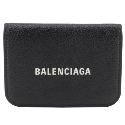 Balenciaga Cash Mini Leather Black Trifold Wallet