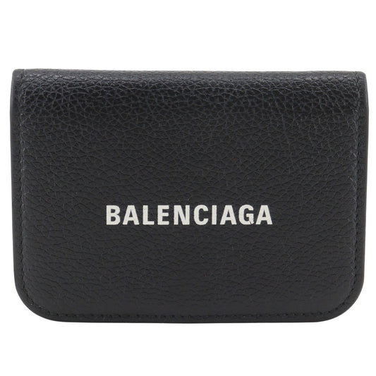 Balenciaga Cash Mini Leather Black Trifold Wallet