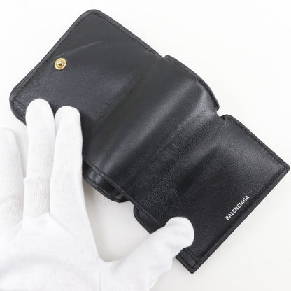 Balenciaga Cash Mini Leather Black Trifold Wallet — view 6