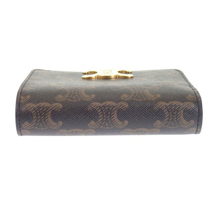 Celine Triomphe Compact Wallet Bifold Canvas Tan Brown — view 8