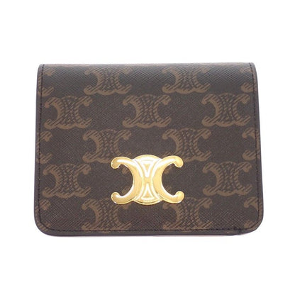 Celine Triomphe Compact Wallet Bifold Canvas Tan Brown — view 2