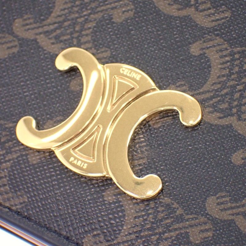 Celine Triomphe Compact Wallet Bifold Canvas Tan Brown — view 9
