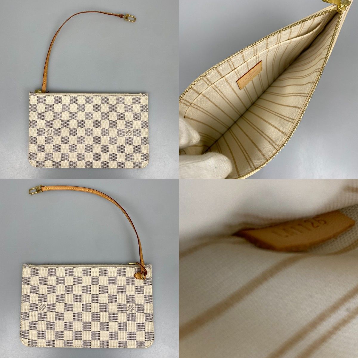 Louis Vuitton Damier Shoulder Tote with Azur Neverfull MM Pouch Rose Beige — view 9