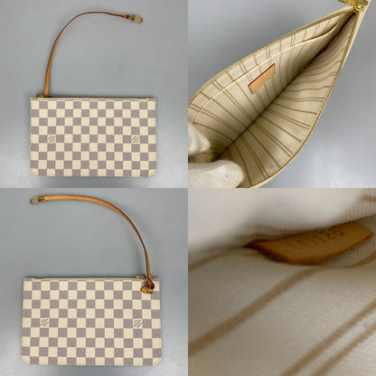 Louis Vuitton Damier Shoulder Tote with Azur Neverfull MM Pouch Rose Beige — view 9