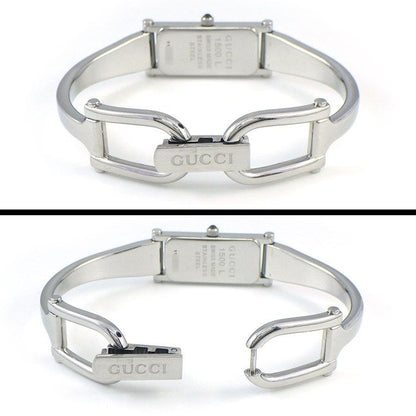 Gucci Watch Bangle Flower Leaf Rectangular Black Dial Roman Index SS Quartz — view 3