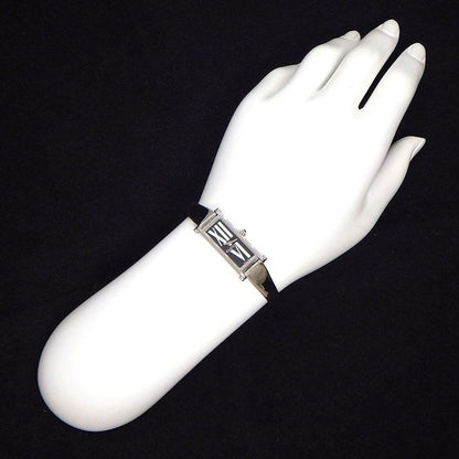Gucci Watch Bangle Flower Leaf Rectangular Black Dial Roman Index SS Quartz — view 9