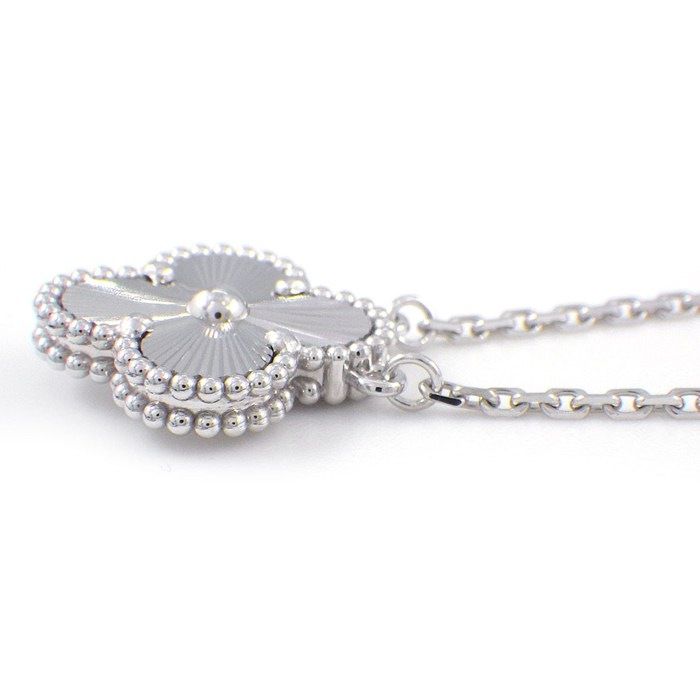 Van Cleef & Arpels Necklace Vintage Alhambra Guilloche October 18k White Gold — view 2