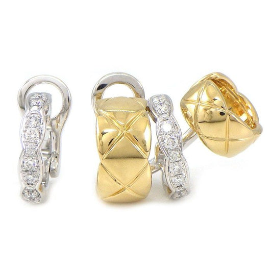 Chanel Earrings Coco Crush Asymmetric 2-Way 22 Points Diamond Total 18k Yellow