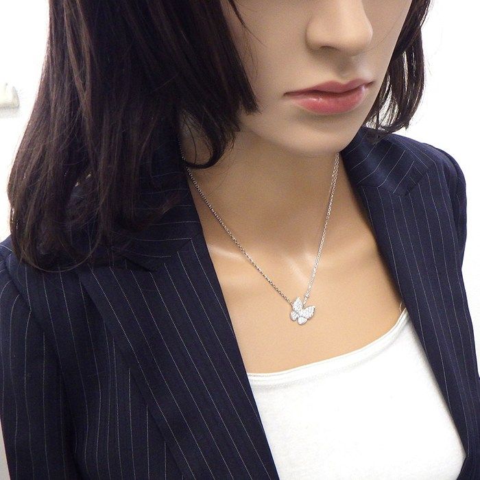 Van Cleef & Arpels Necklace Papillon Butterfly Pave 36 Points Diamond Total 18k — view 9