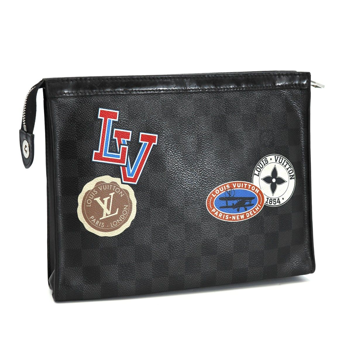 Louis Vuitton Pochette Voyage MM LV League Clutch Damier Graphite Canvas Patch — view 2