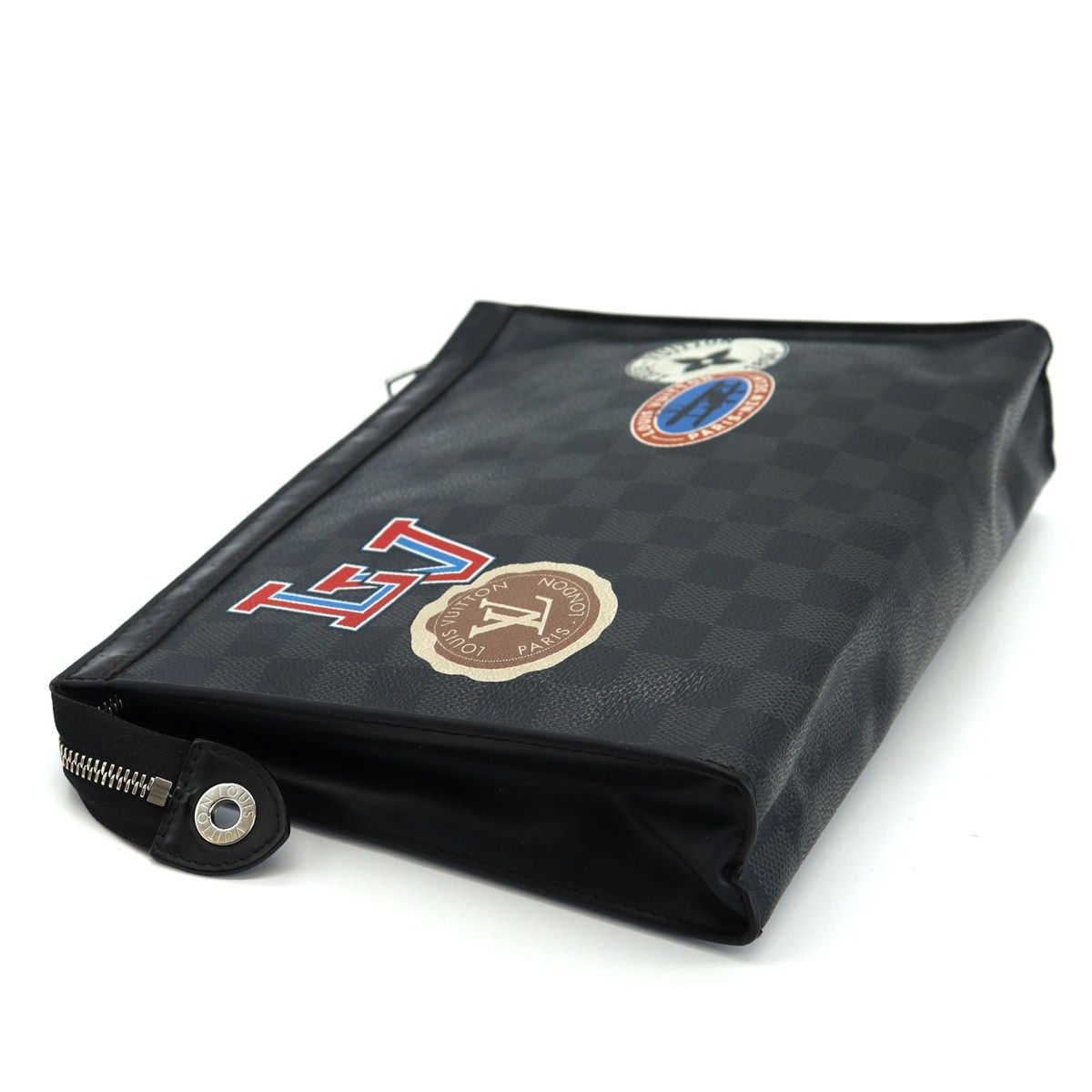 Louis Vuitton Pochette Voyage MM LV League Clutch Damier Graphite Canvas Patch — view 4