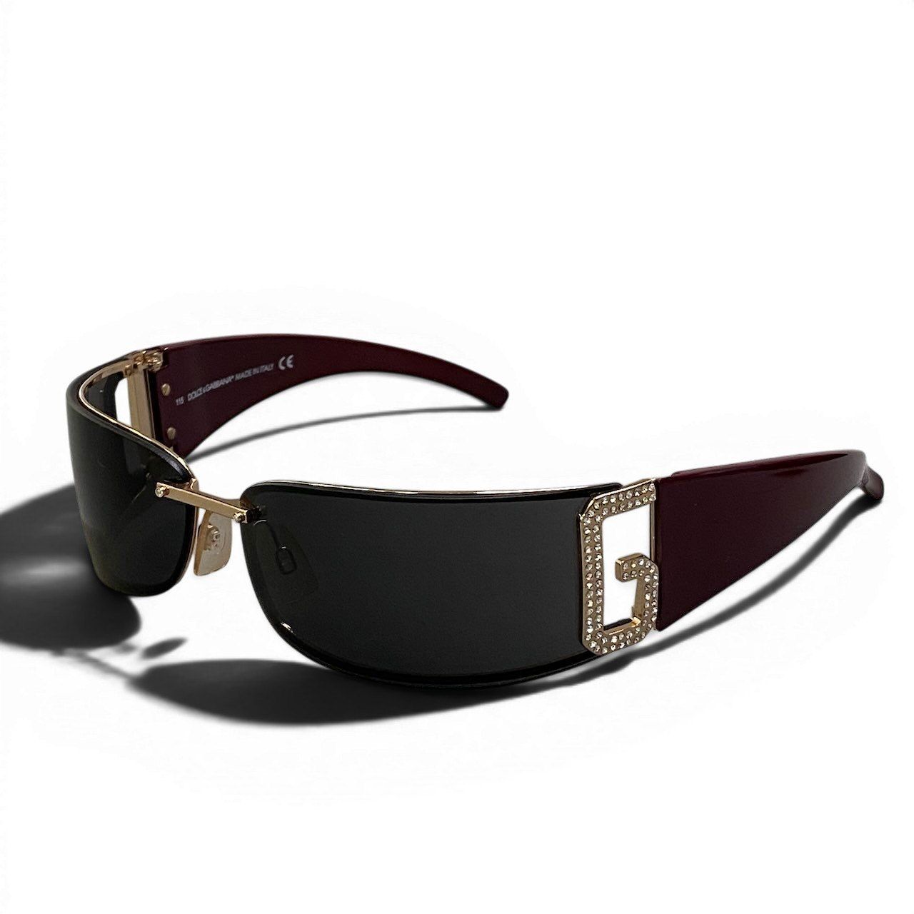 Dolce & Gabbana DG Rimless Sunglasses Black Bordeaux Eyewear D&G — view 2