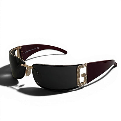 Dolce & Gabbana DG Rimless Sunglasses Black Bordeaux Eyewear D&G — view 2