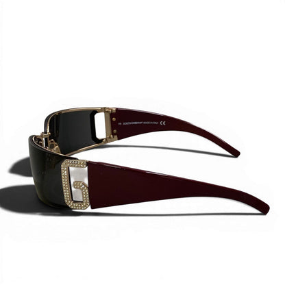 Dolce & Gabbana DG Rimless Sunglasses Black Bordeaux Eyewear D&G — view 3