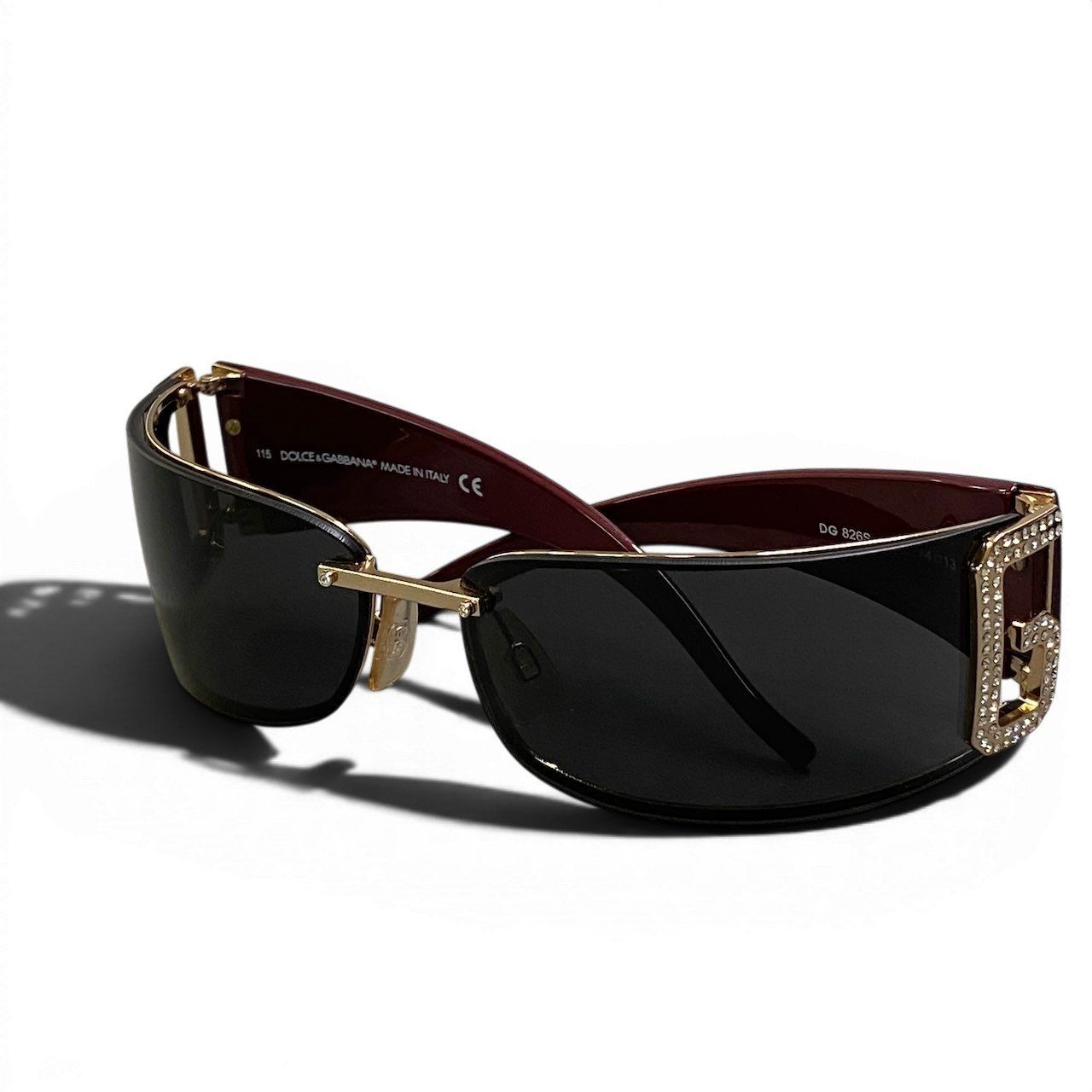 Dolce & Gabbana DG Rimless Sunglasses Black Bordeaux Eyewear D&G — view 6