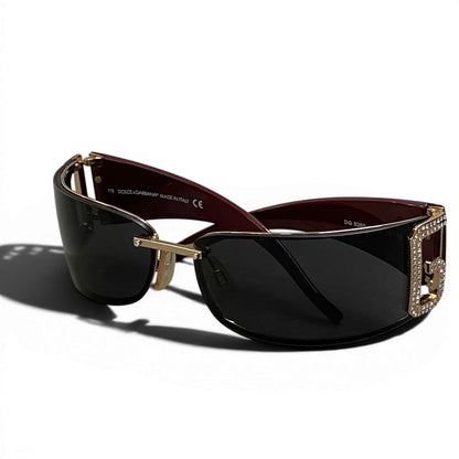 Dolce & Gabbana DG Rimless Sunglasses Black Bordeaux Eyewear D&G — view 6
