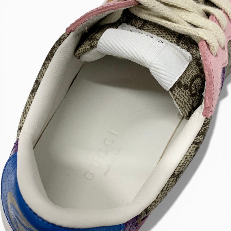 Gucci Sneakers Shoes Leather Beige Pink Multicolor GG Supreme Interlocking Logo — view 7