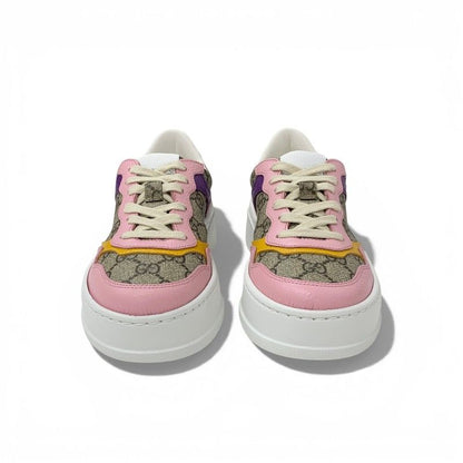 Gucci Sneakers Shoes Leather Beige Pink Multicolor GG Supreme Interlocking Logo — view 3