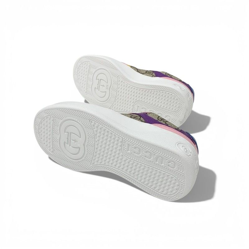 Gucci Sneakers Shoes Leather Beige Pink Multicolor GG Supreme Interlocking Logo — view 6