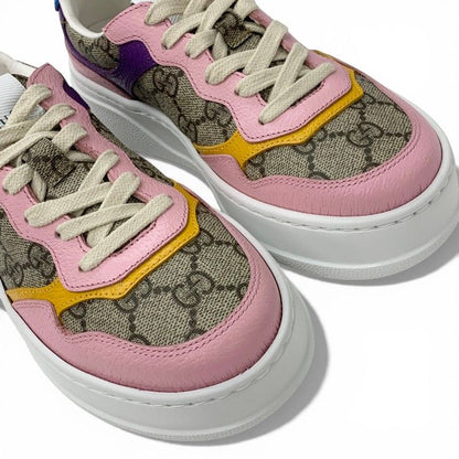 Gucci Sneakers Shoes Leather Beige Pink Multicolor GG Supreme Interlocking Logo — view 9