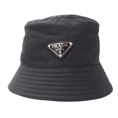 Prada Hat Nylon Re-Nylon Bucket Hat Black Hat Logo Simple — view 3