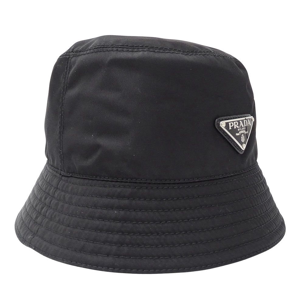 Prada Hat Nylon Re-Nylon Bucket Hat Black Hat Logo Simple — view 2