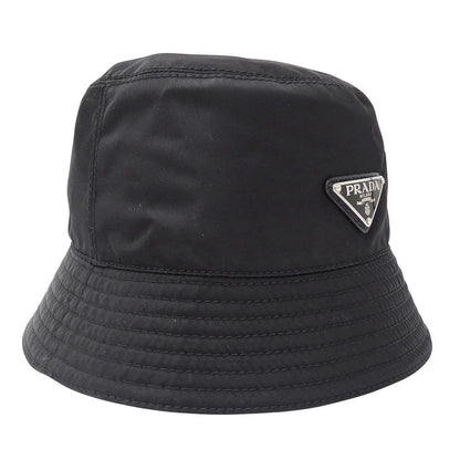 Prada Hat Nylon Re-Nylon Bucket Hat Black Hat Logo Simple — view 2