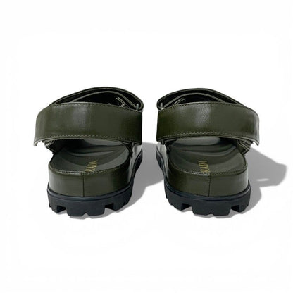 Prada Sandals Shoes Leather Khaki Logo Padded Nappa Velcro — view 5