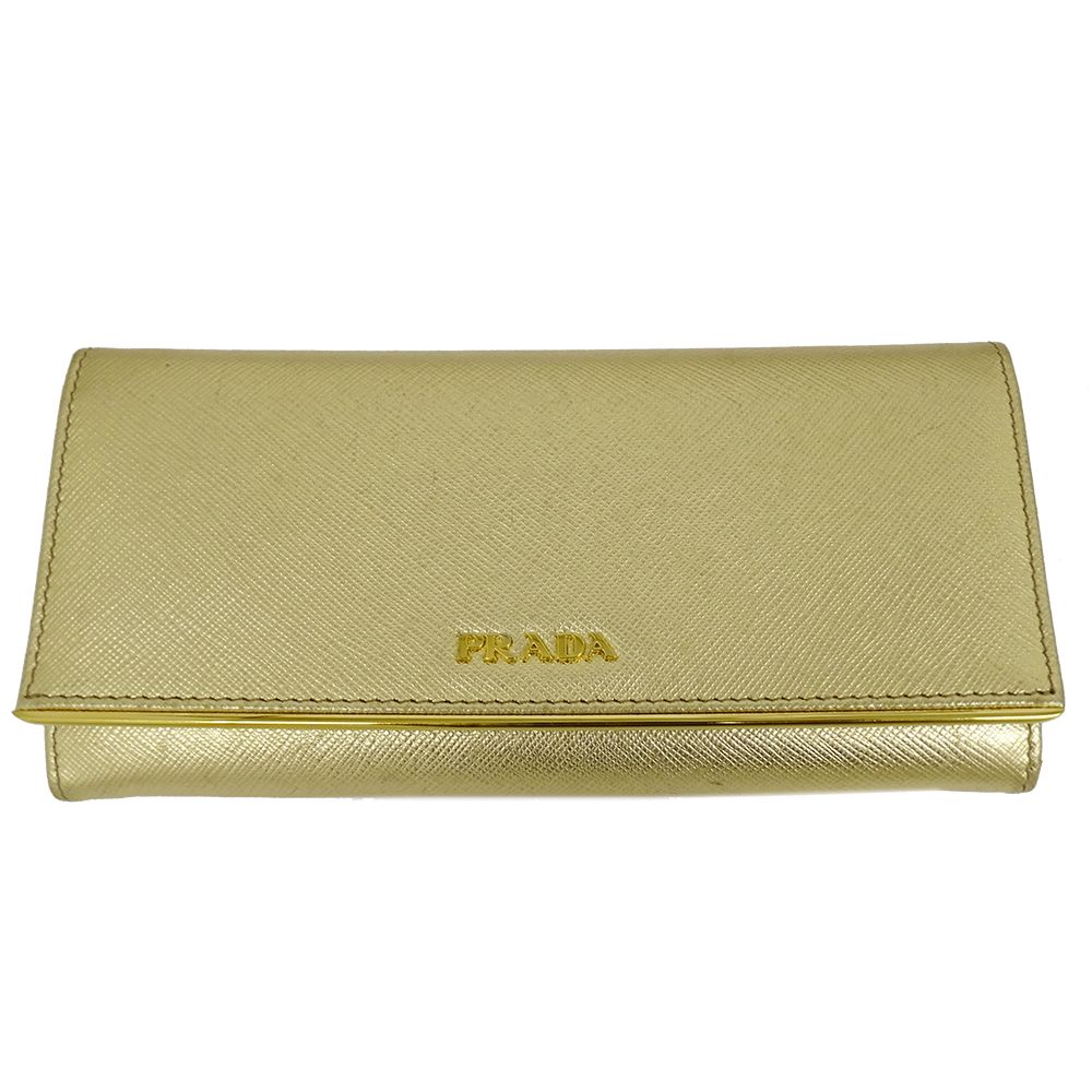 Prada Wallet Saffiano Metal Gold Adult