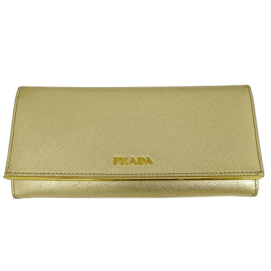 Prada Wallet Saffiano Metal Gold Adult