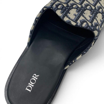 Dior Sandals Shoes Fabric Navy Beige White Jacquard Mules — view 7