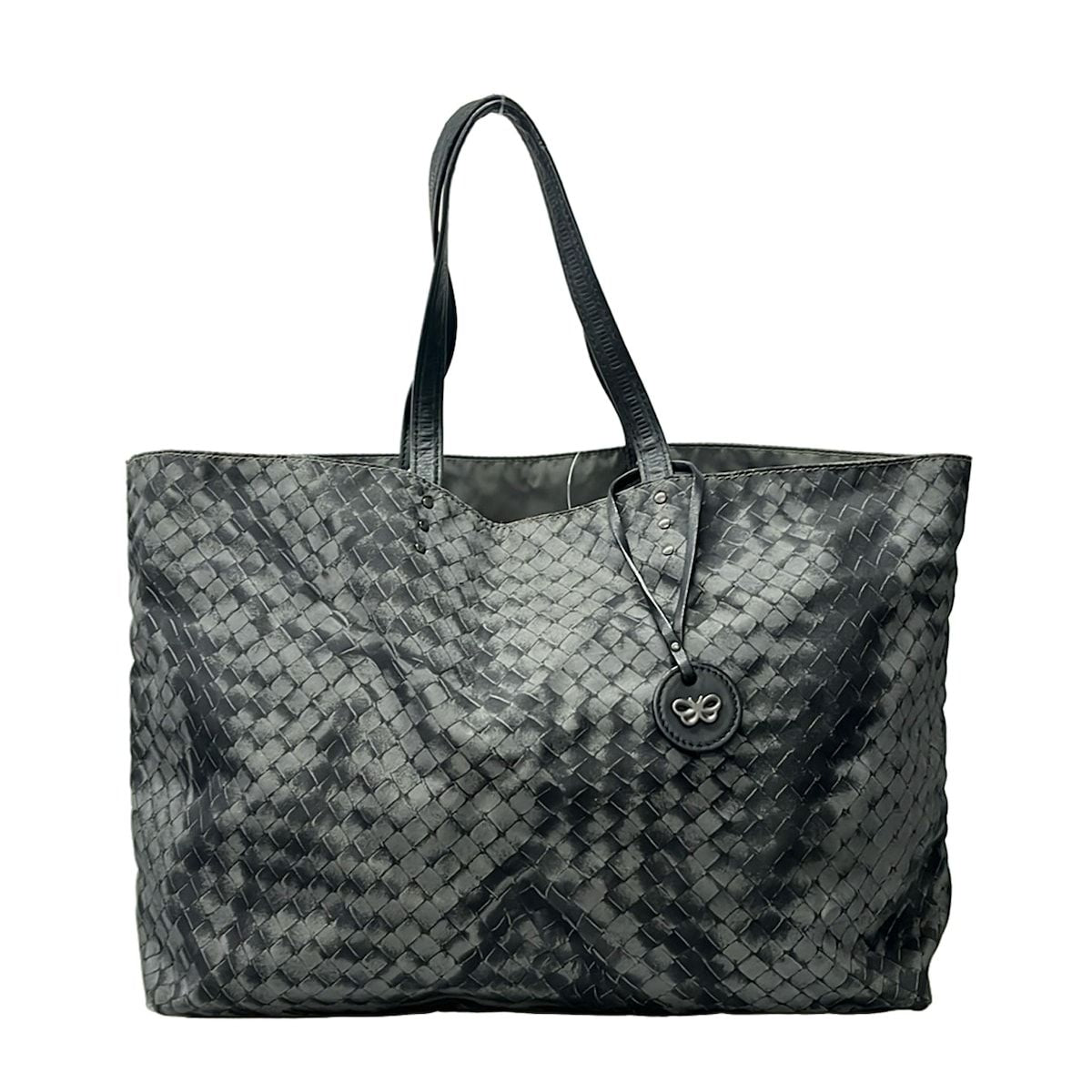 Bottega Veneta Tote Intreccio Illusion Dark Gray Black Leather