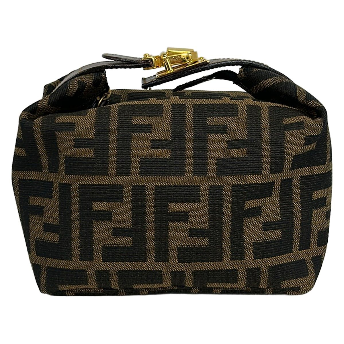 Fendi Zucca Pattern Light Brown Black Dark Mini Bag Leather