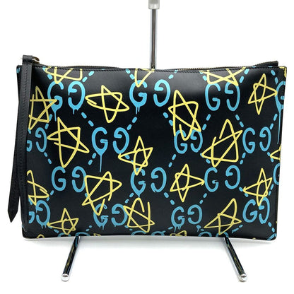Gucci Ghost Clutch Trouble Andrew Collaboration Leather Black