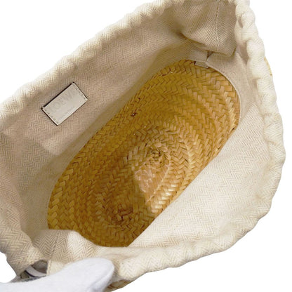 Loewe Shoulder Bag Anagram Raffia Leather Natural White Logo Basket Cool — view 6