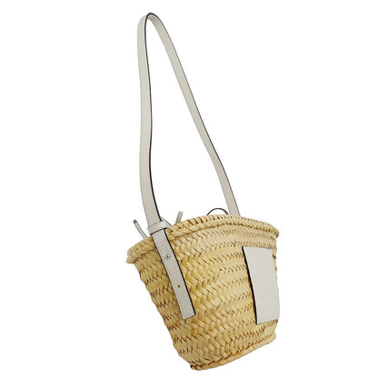 Loewe Shoulder Bag Anagram Raffia Leather Natural White Logo Basket Cool — view 4