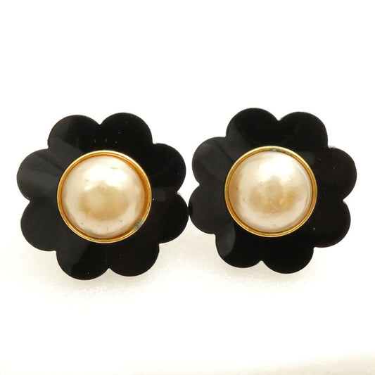 Chanel Faux Pearl Camellia Earrings Vintage