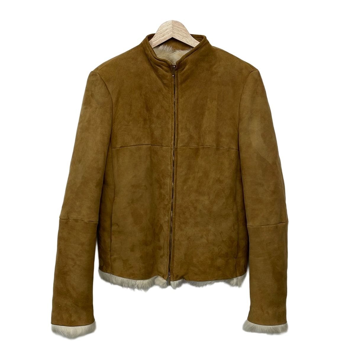 Max Mara Jacket 42 Brown Long Sleeve Shearling Zip Up Autumn Winter