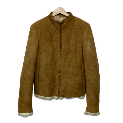 Max Mara Jacket 42 Brown Long Sleeve Shearling Zip Up Autumn Winter