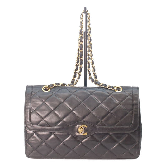 Chanel Limited Edition Black Lamb Double Flap Quilted 28 Chain
