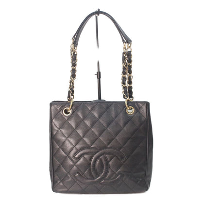 Chanel Black Caviar Gold Petite Shopping Tote PST