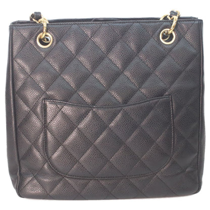Chanel Black Caviar Gold Petite Shopping Tote PST — view 3